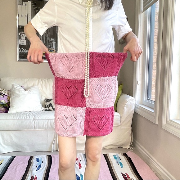 Redesigned heart granny square knit short skirt - Picture 7 of 15